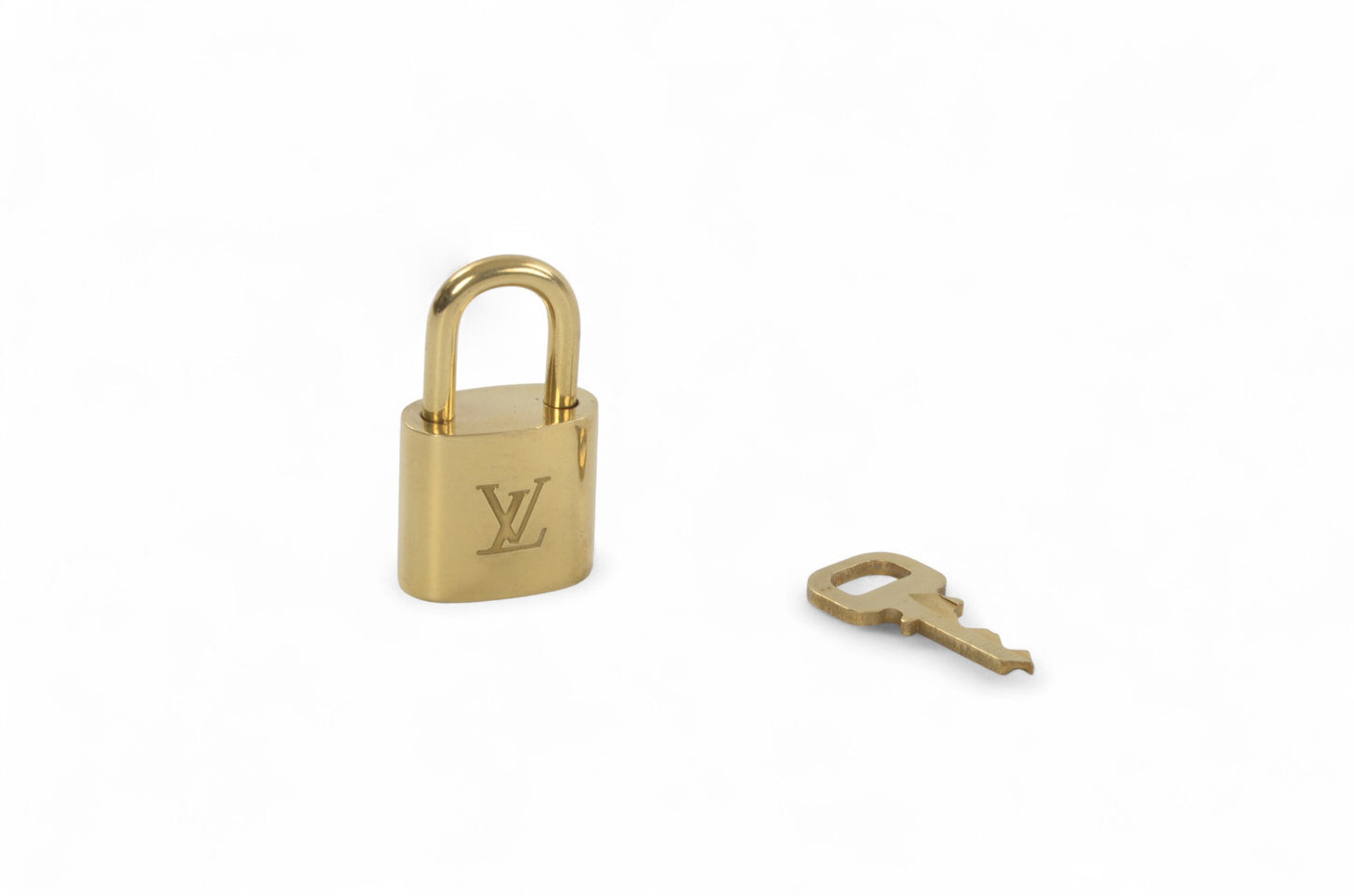 Louis Vuitton Padlock Lock with Key Gold Metal Brass Vintage Pendant Authentic Designer Classic Charm Cadena
