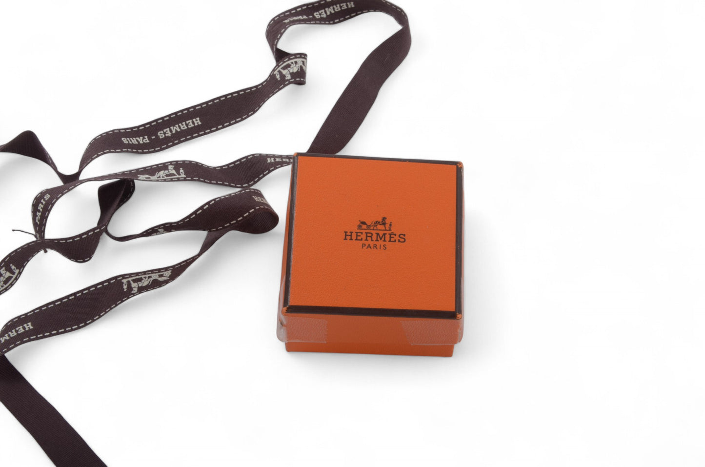 Hermès Lurie Ring H Logo Silver Hardware Ring Accessory Silver x Dark Brown Vintage Designer Classic Jewelry