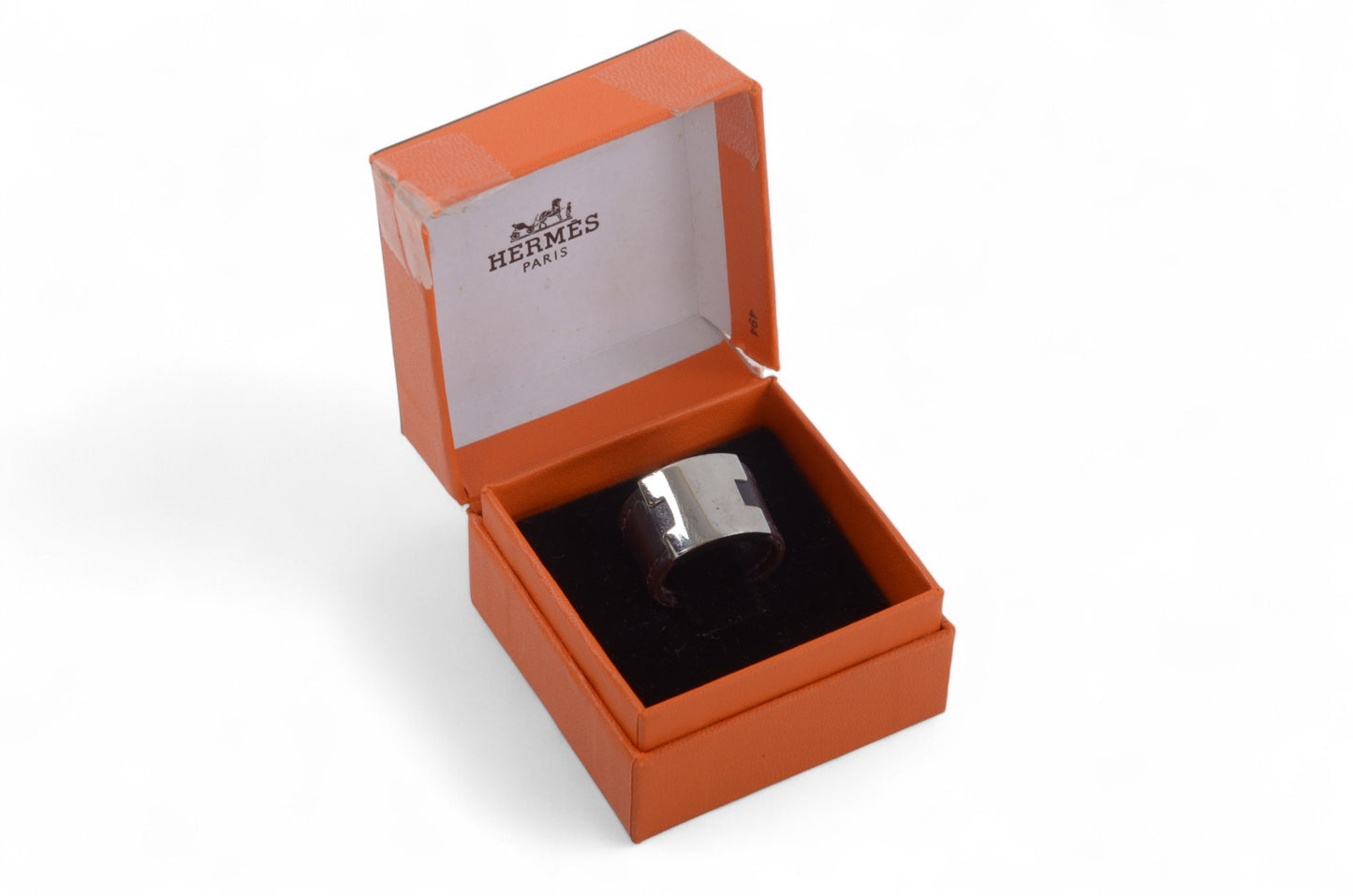 Hermès Lurie Ring H Logo Silver Hardware Ring Accessory Silver x Dark Brown Vintage Designer Classic Jewelry