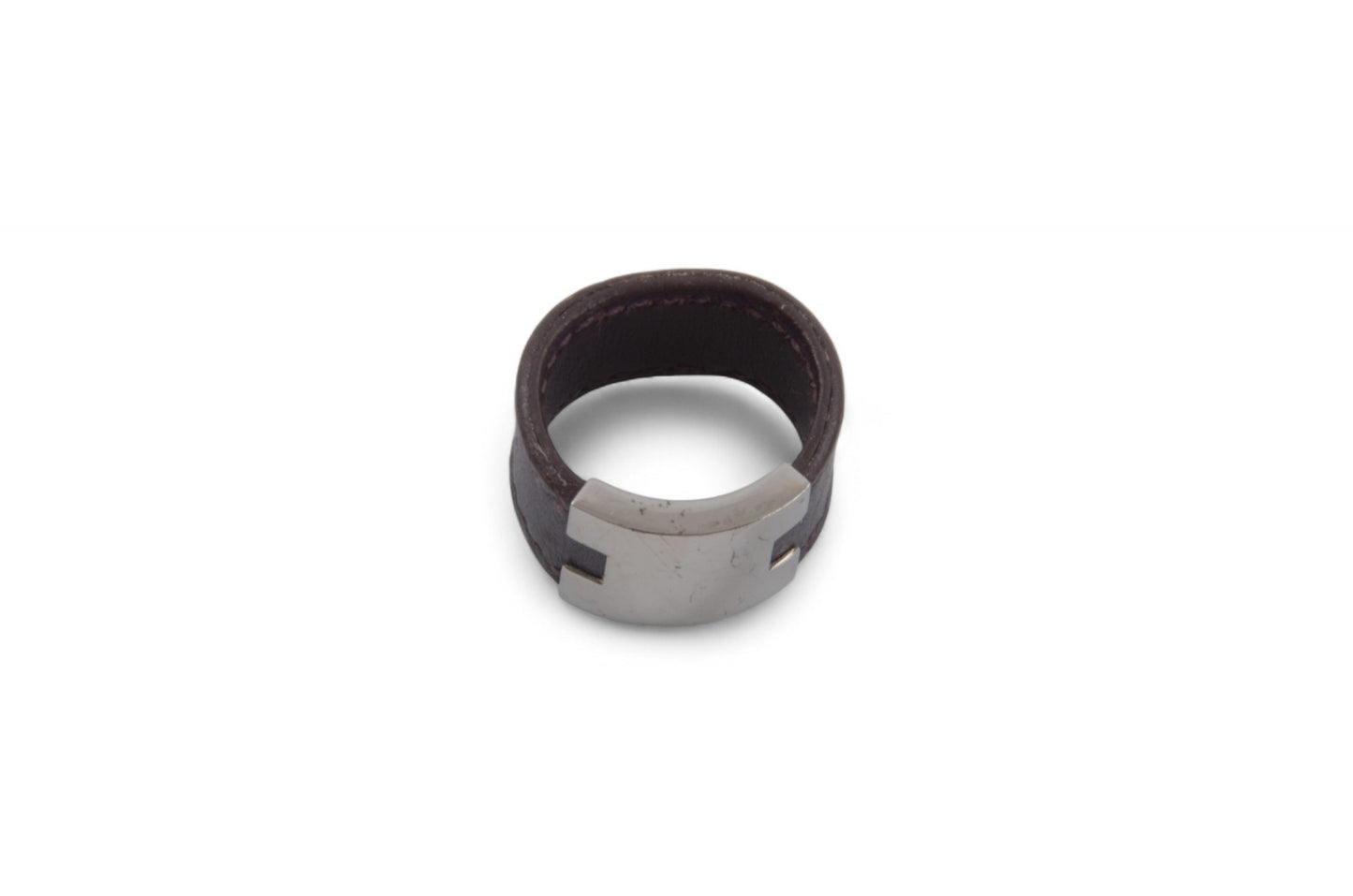 Hermès Lurie Ring H Logo Silver Hardware Ring Accessory Silver x Dark Brown Vintage Designer Classic Jewelry