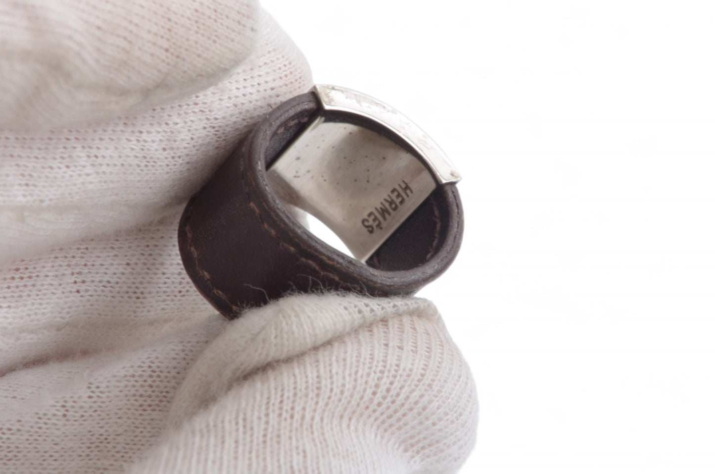 Hermès Lurie Ring H Logo Silver Hardware Ring Accessory Silver x Dark Brown Vintage Designer Classic Jewelry