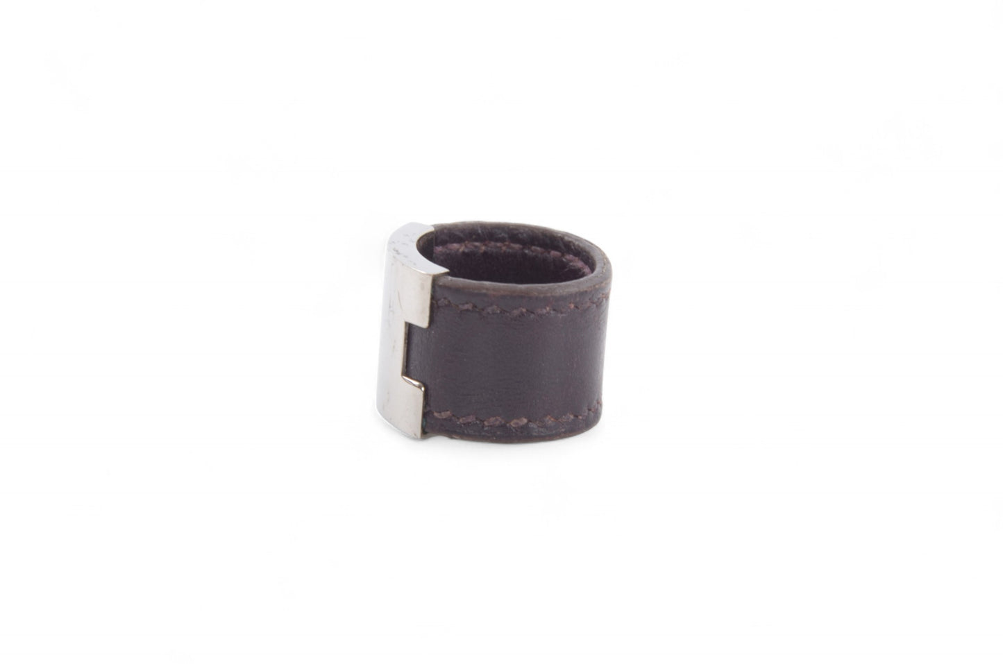 Hermès Lurie Ring H Logo Silver Hardware Ring Accessory Silver x Dark Brown Vintage Designer Classic Jewelry