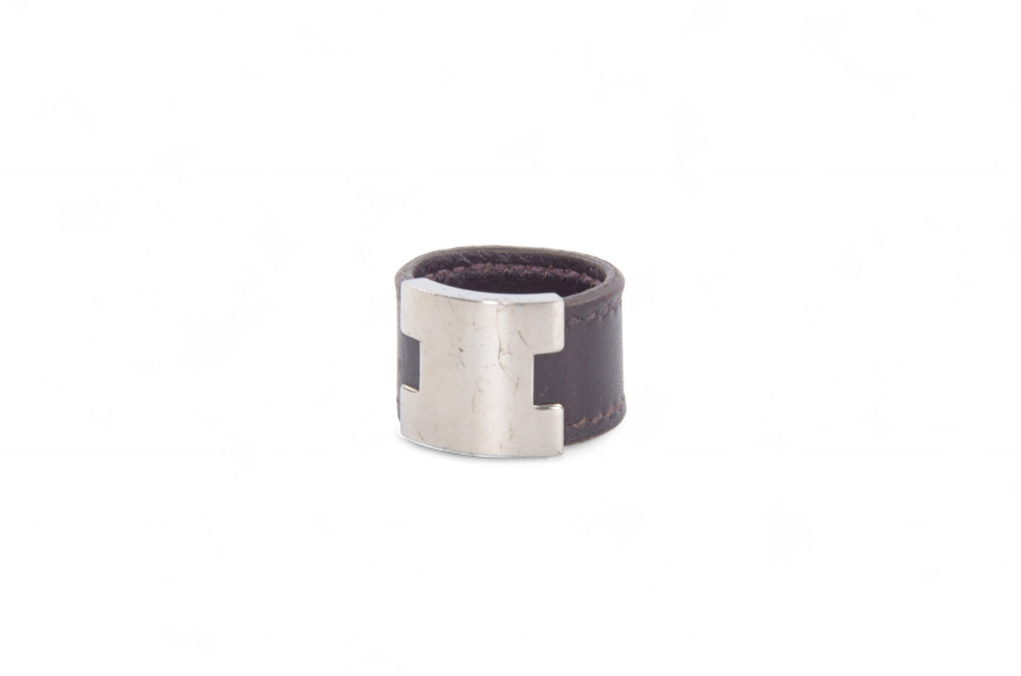 Hermès Lurie Ring H Logo Silver Hardware Ring Accessory Silver x Dark Brown Vintage Designer Classic Jewelry