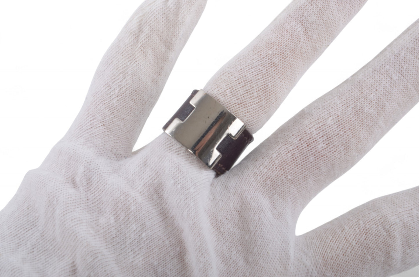 Hermès Lurie Ring H Logo Silver Hardware Ring Accessory Silver x Dark Brown Vintage Designer Classic Jewelry