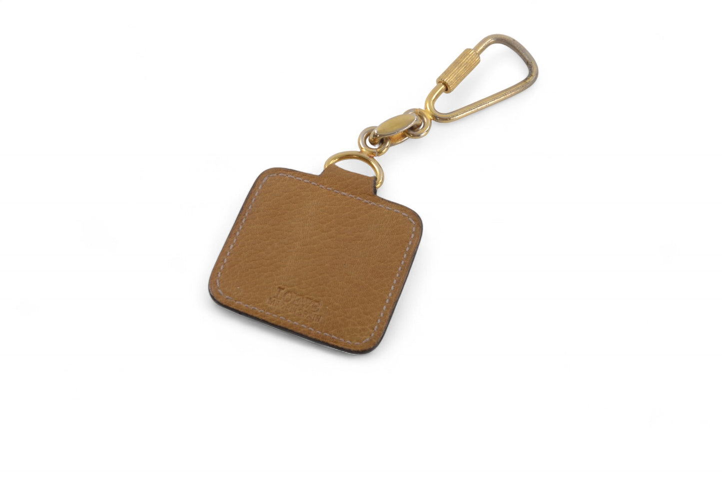 Loewe Anagram Gold tone Leather Key Chain Holder Keyring Bag Charm Accessory Brown Designer Classic