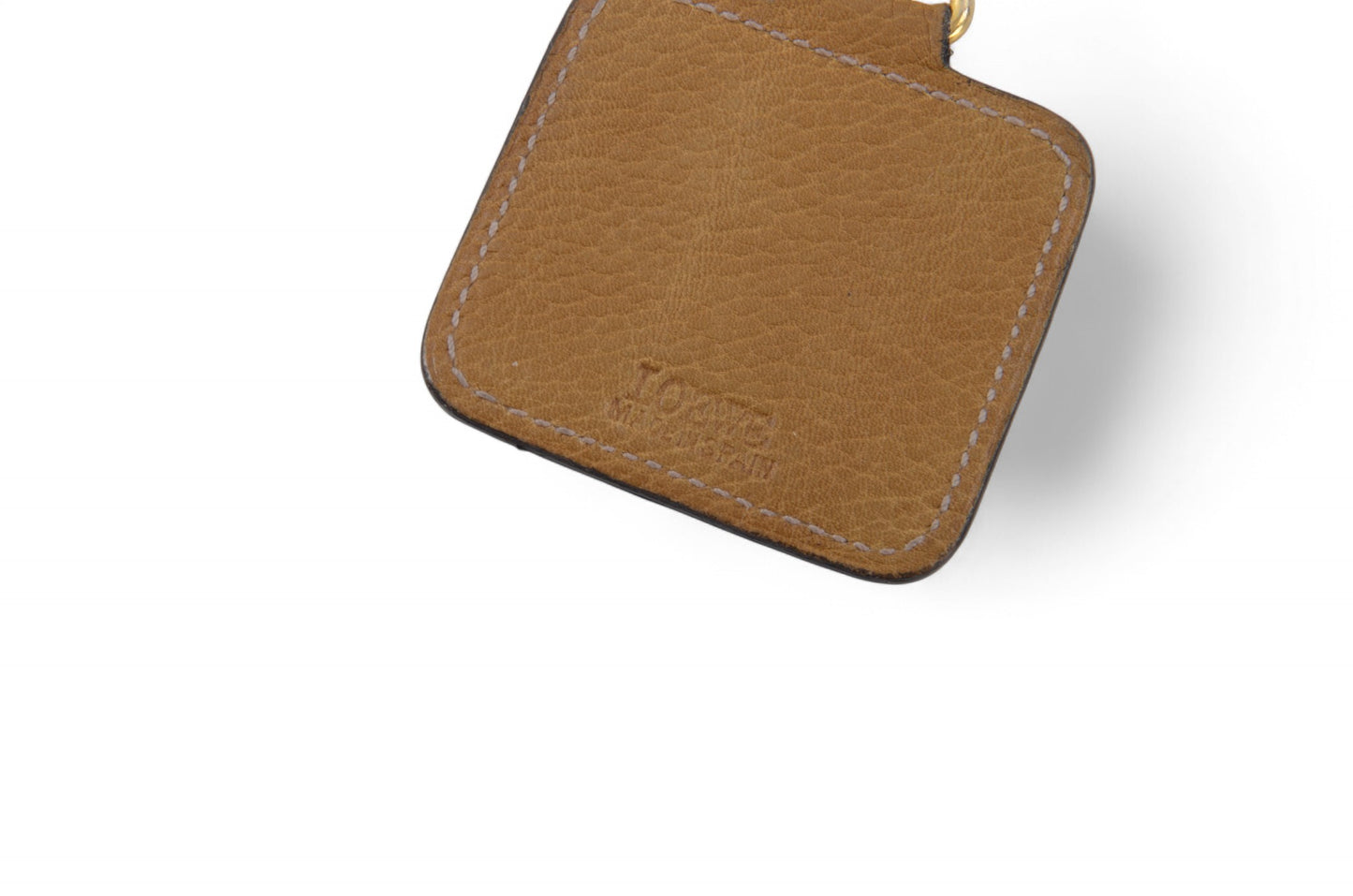 Loewe Anagram Gold tone Leather Key Chain Holder Keyring Bag Charm Accessory Brown Designer Classic