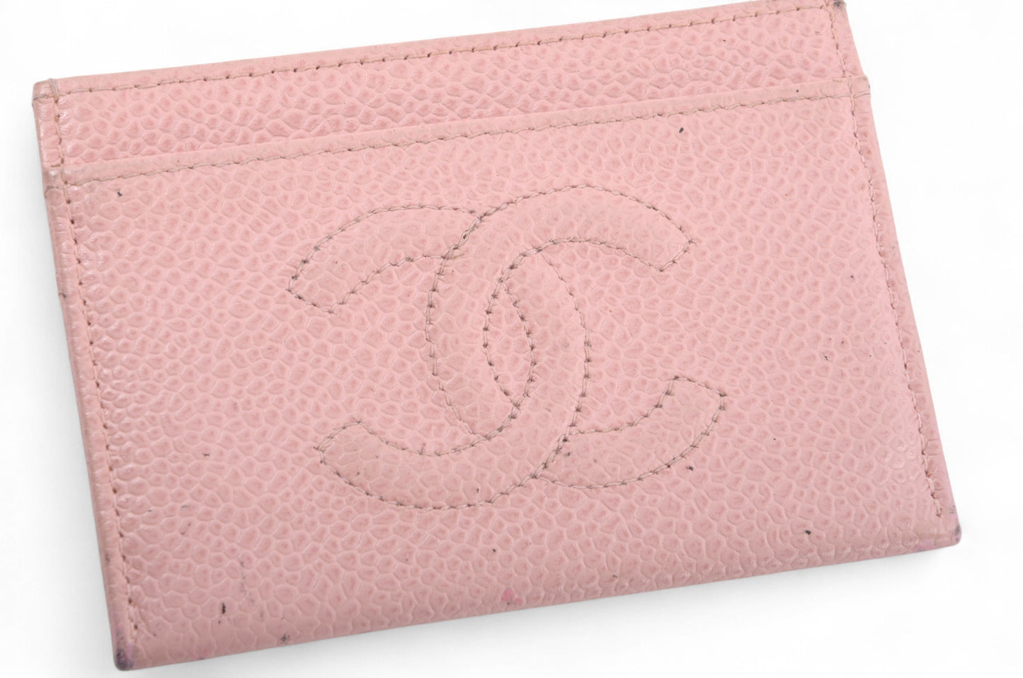 Chanel Caviar Leather Pink Card Case Wallet Holder Cardholder Vintage Designer Classic Authentic