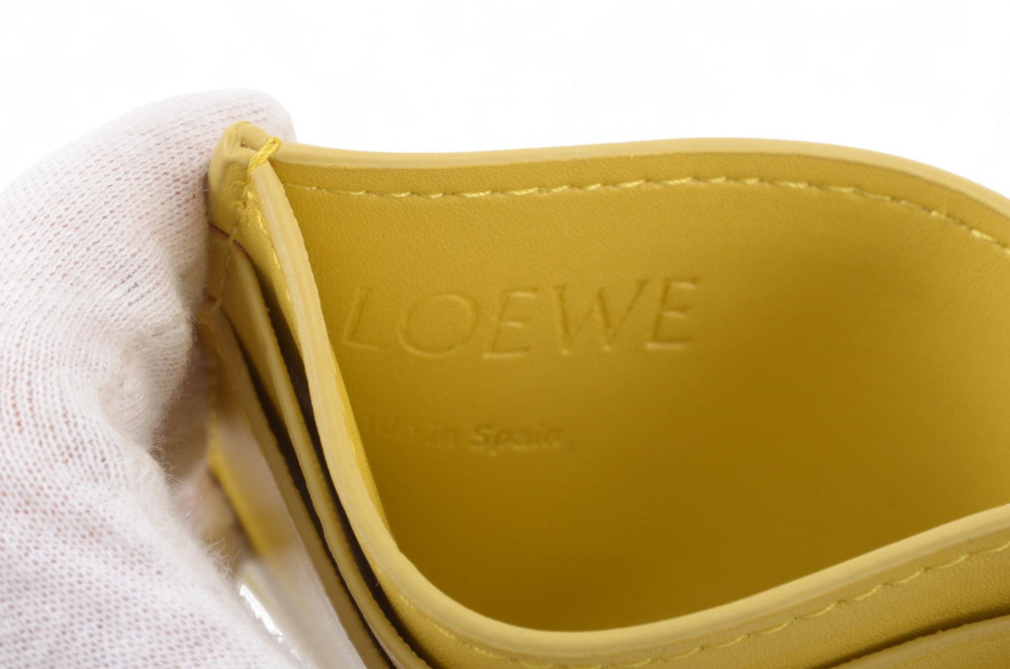 Loewe Anagram Yellow Leather Card Case Wallet Holder Cardholder Vintage Designer Classic Authentic Logo