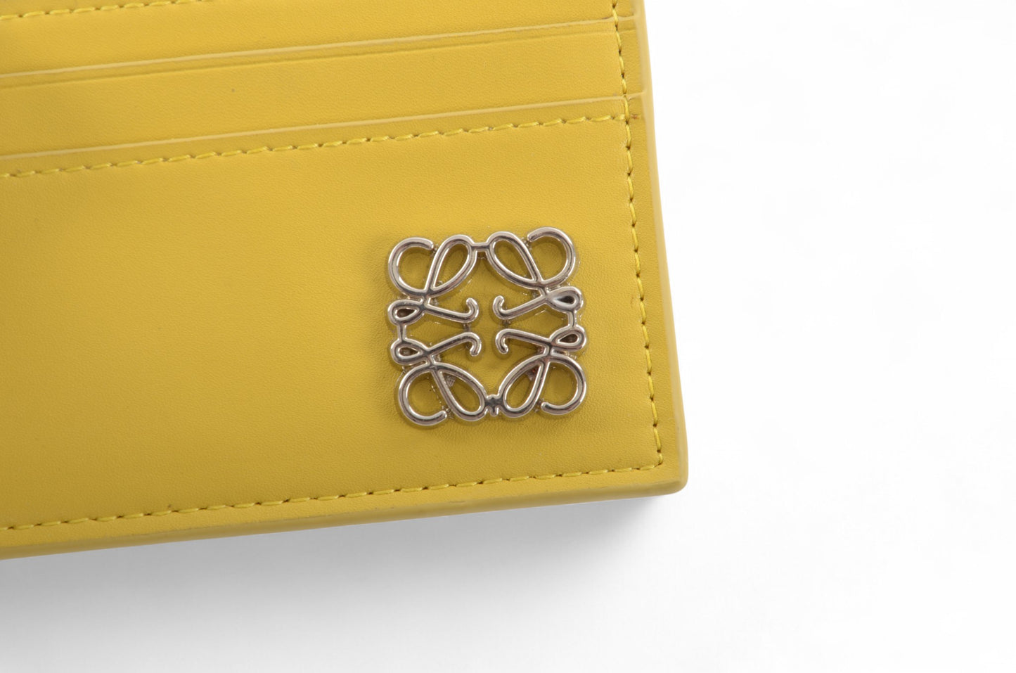 Loewe Anagram Yellow Leather Card Case Wallet Holder Cardholder Vintage Designer Classic Authentic Logo