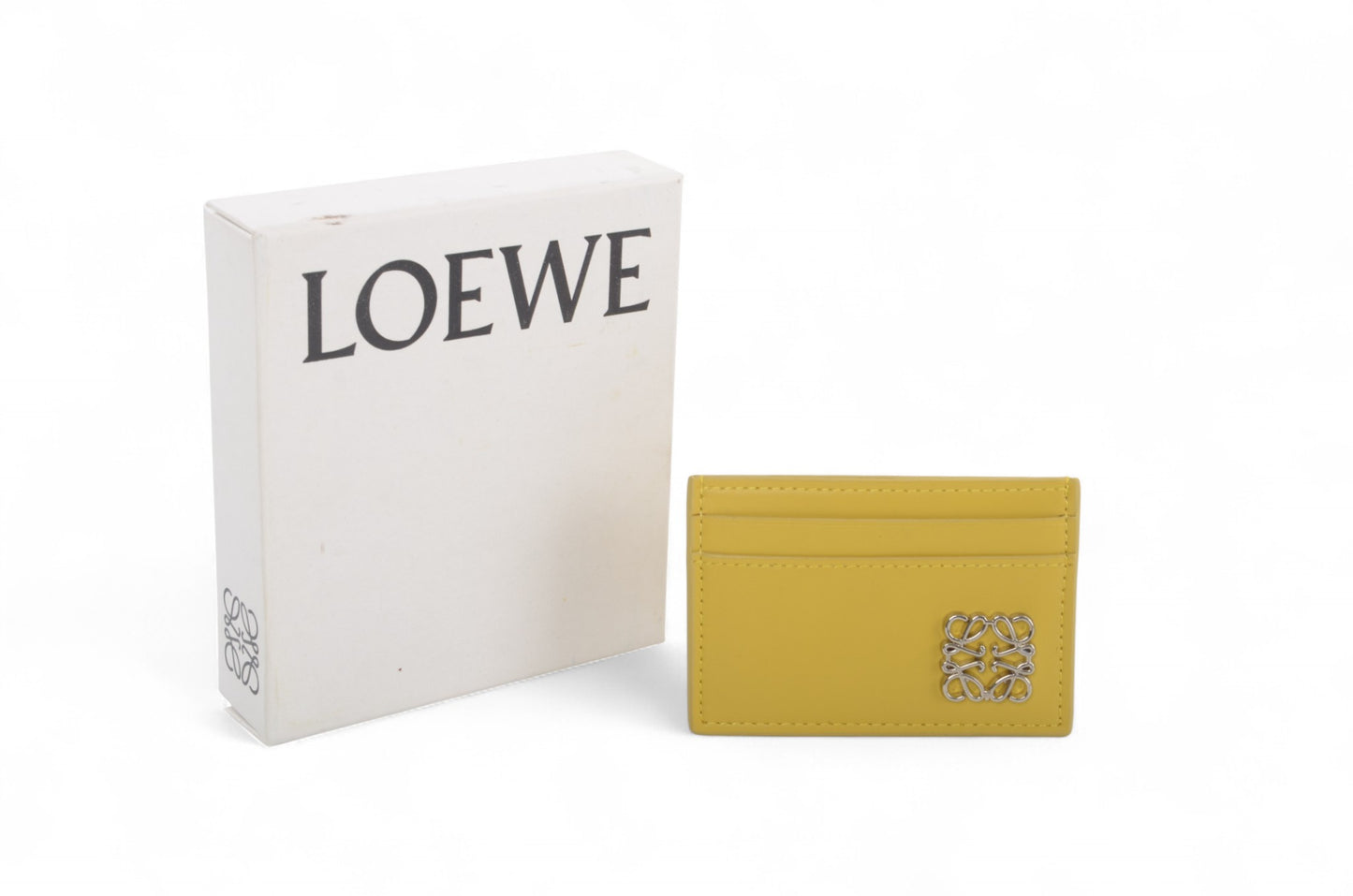 Loewe Anagram Yellow Leather Card Case Wallet Holder Cardholder Vintage Designer Classic Authentic Logo