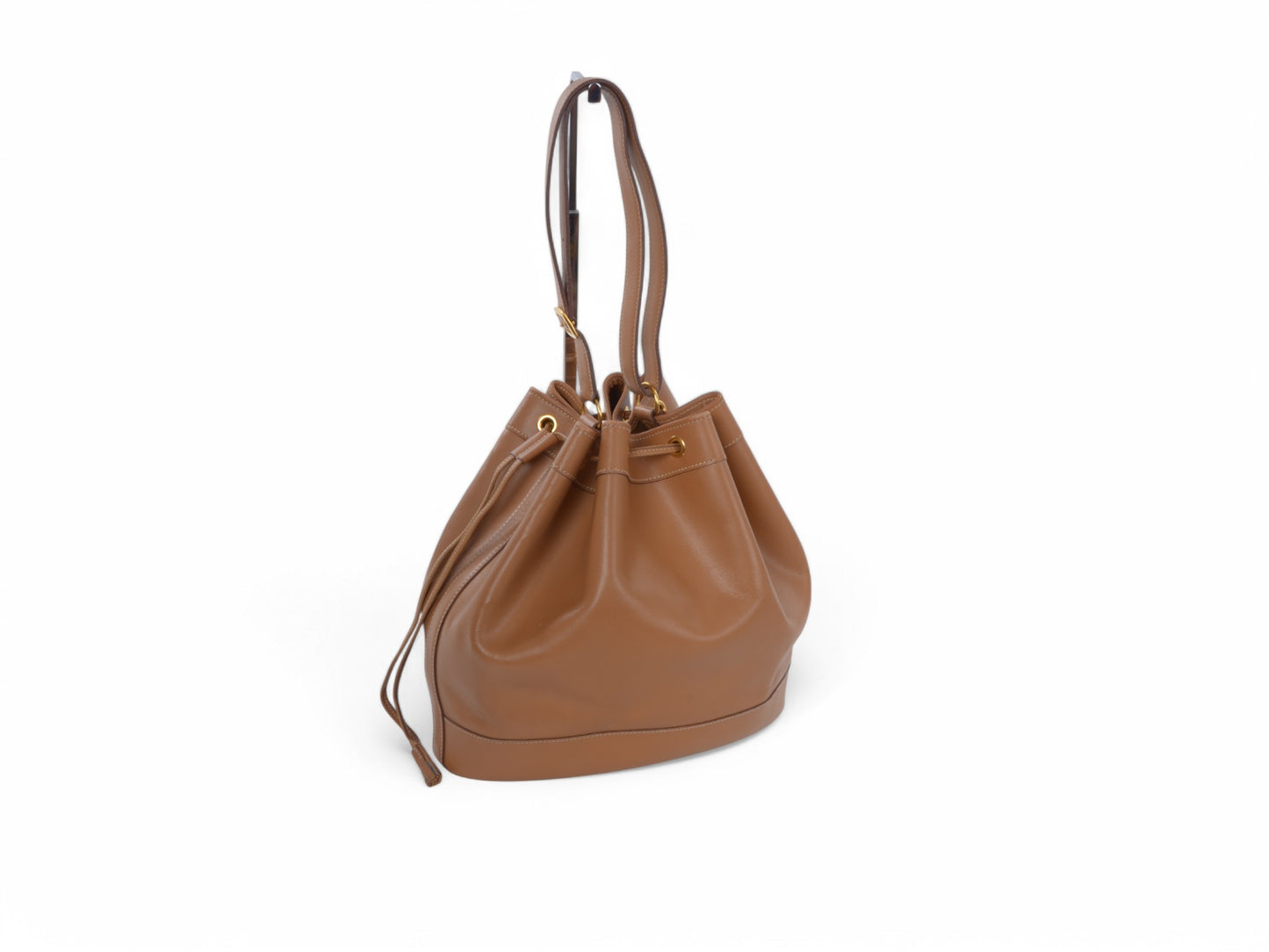 Hermès Market Shopping Bag Brown Calf Leather Shoulder Bag Drawstring Bucket