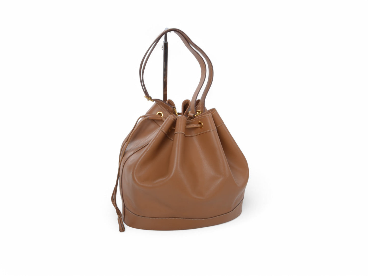 Hermès Market Shopping Bag Brown Calf Leather Shoulder Bag Drawstring Bucket