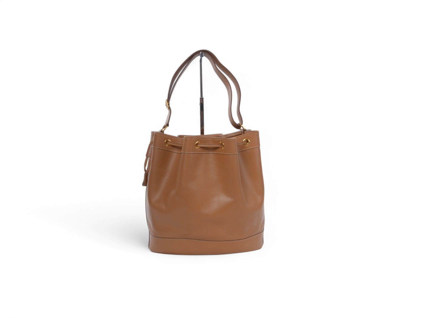 Hermès Market Shopping Bag Brown Calf Leather Shoulder Bag Drawstring Bucket