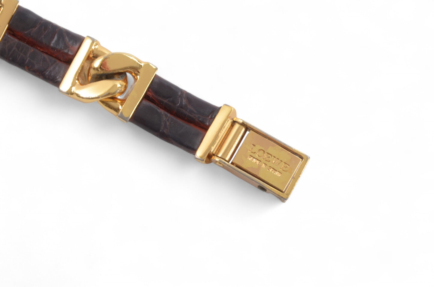 Loewe Watch Square Watch Ladies Quartz Gold tone Brown Antique Vintage Wristwatch Designer Classic