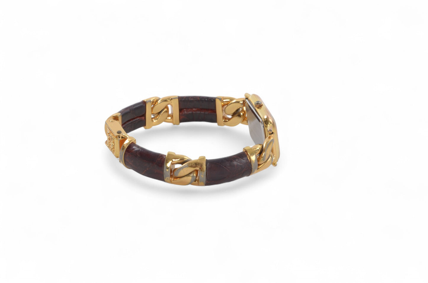 Loewe Watch Square Watch Ladies Quartz Gold tone Brown Antique Vintage Wristwatch Designer Classic