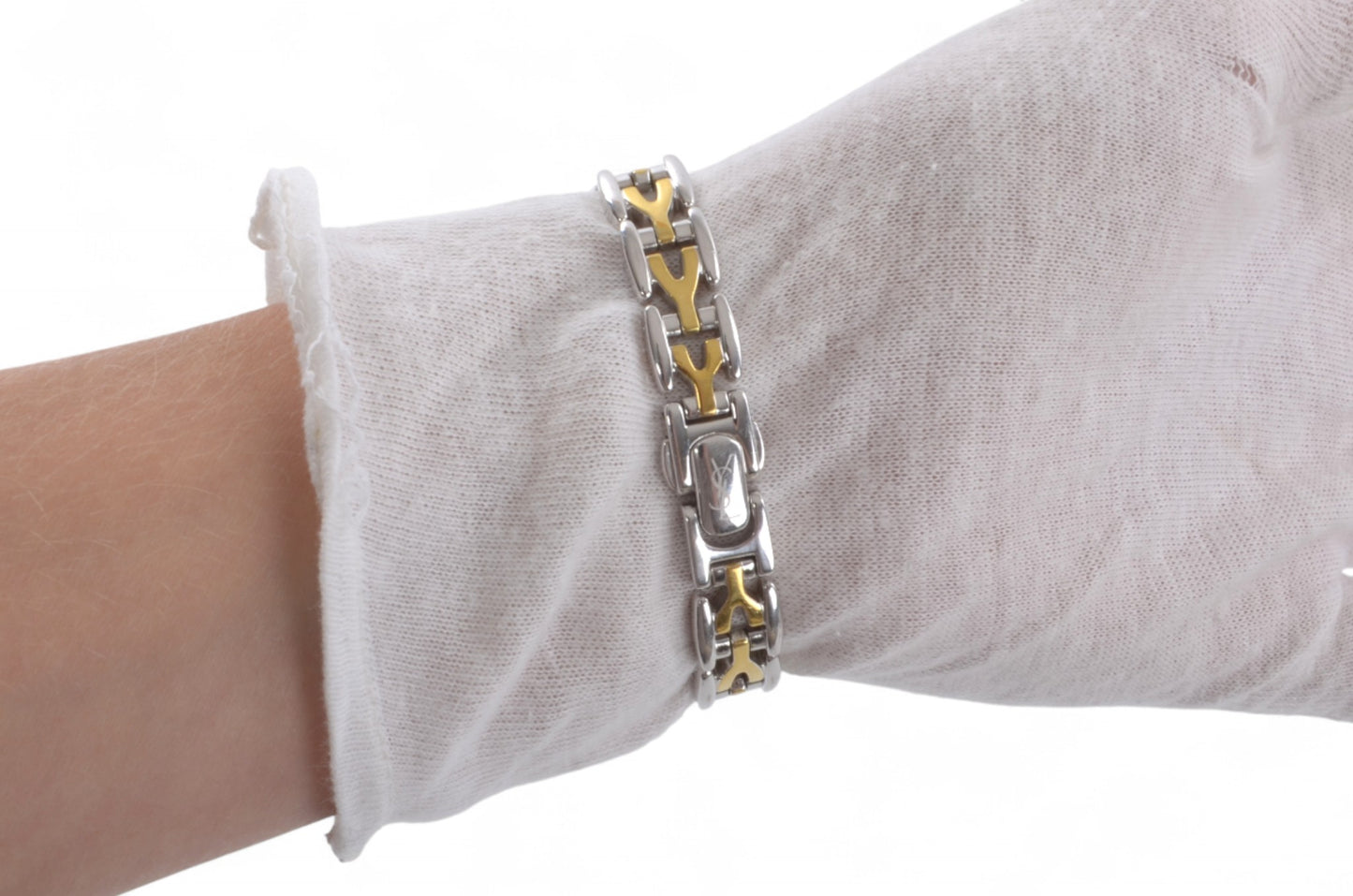 YSL Yves Saint Laurent Quartz Ivory Dial Almond Oval Metal Ladies Wrist Watch Vintage Designer Classic Authentic