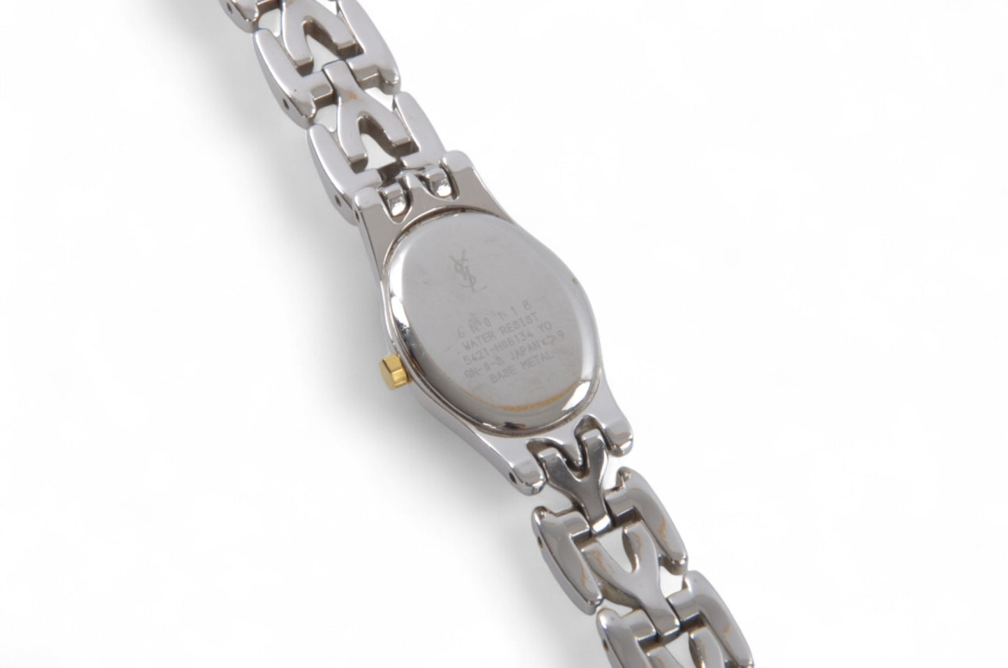 YSL Yves Saint Laurent Quartz Ivory Dial Almond Oval Metal Ladies Wrist Watch Vintage Designer Classic Authentic