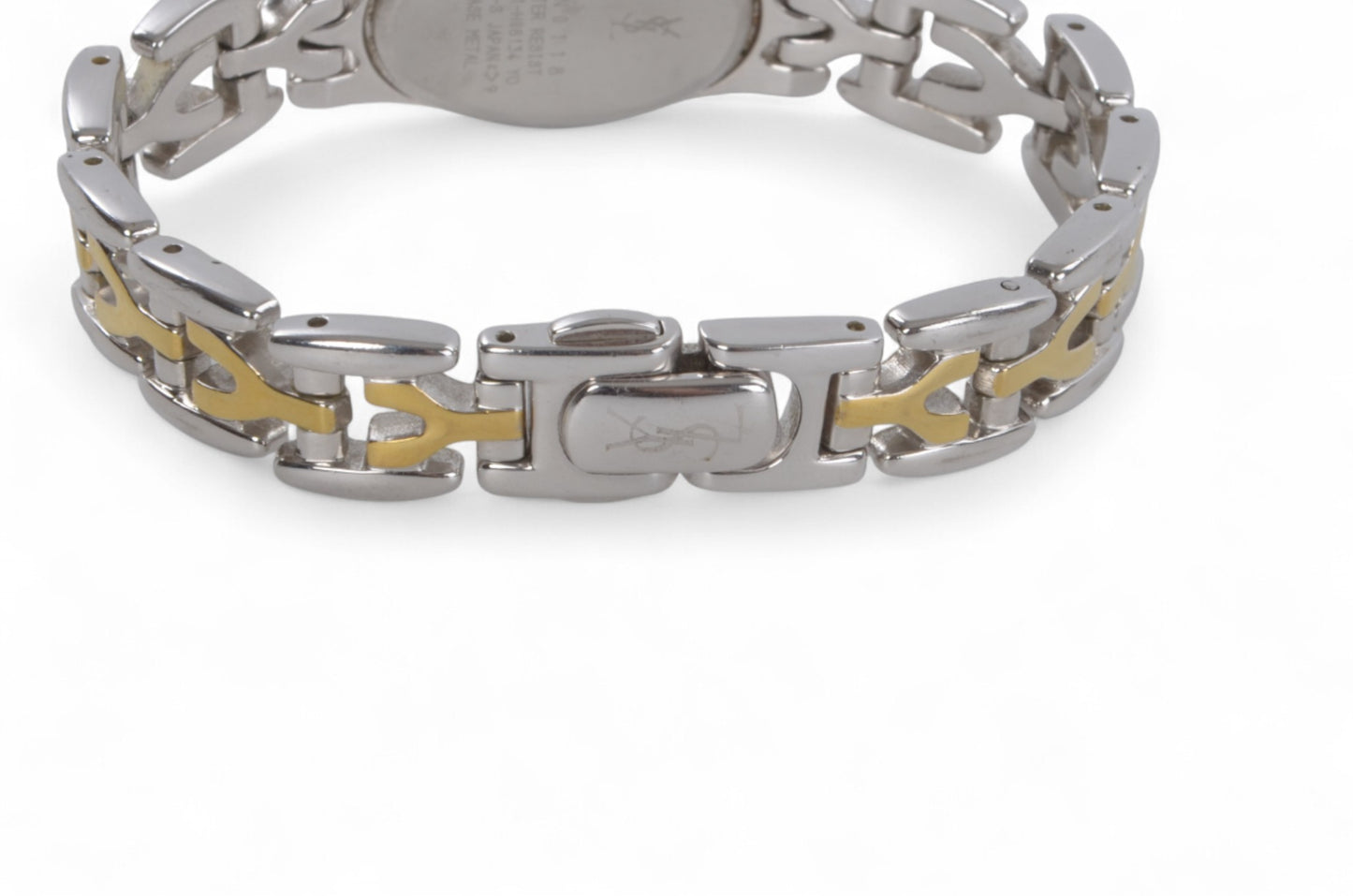 YSL Yves Saint Laurent Quartz Ivory Dial Almond Oval Metal Ladies Wrist Watch Vintage Designer Classic Authentic