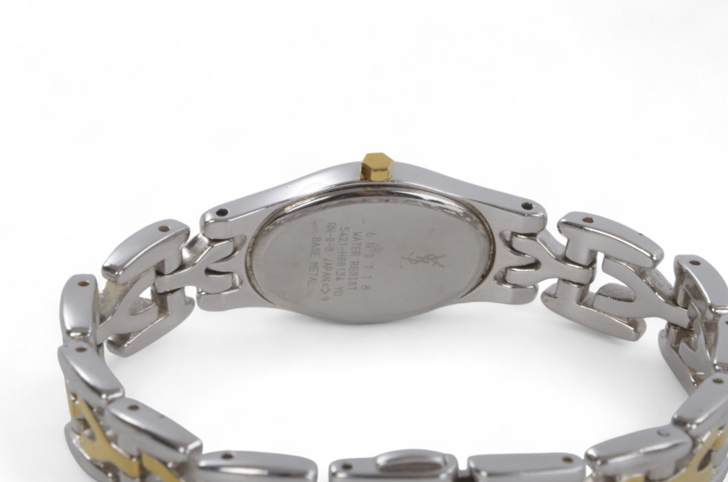 YSL Yves Saint Laurent Quartz Ivory Dial Almond Oval Metal Ladies Wrist Watch Vintage Designer Classic Authentic