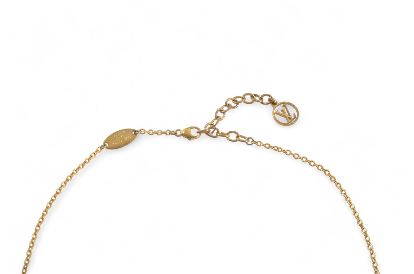 Louis Vuitton Essential V Necklace Pendant Gold Plated Statement Designer Classic Jewelry