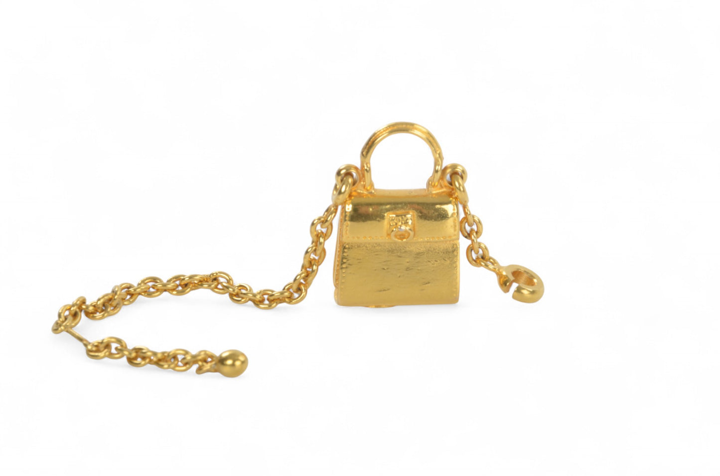 Celine Vintage Purse Bag Charm Keychain Gold tone Key Chain Holder Keyring Accessory Designer Classic