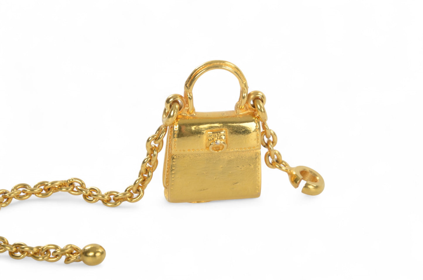 Celine Vintage Purse Bag Charm Keychain Gold tone Key Chain Holder Keyring Accessory Designer Classic