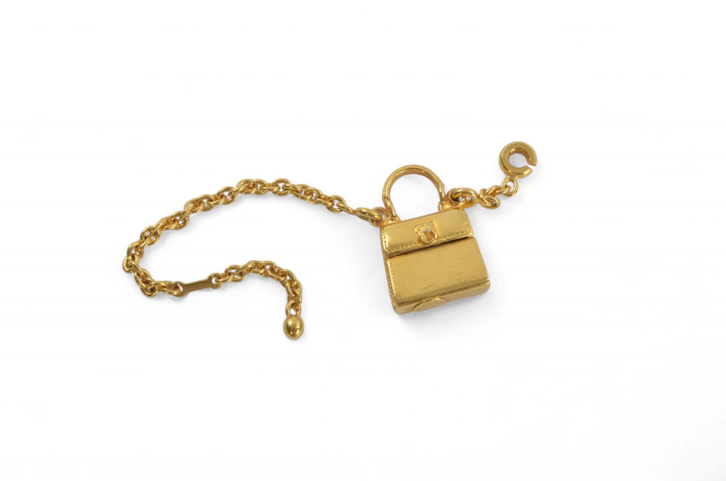 Celine Vintage Purse Bag Charm Keychain Gold tone Key Chain Holder Keyring Accessory Designer Classic