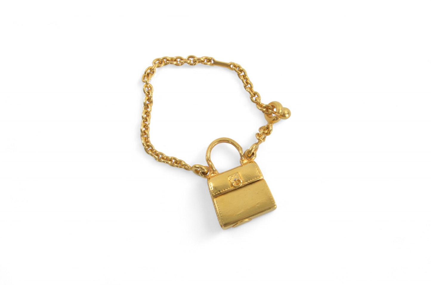 Celine Vintage Purse Bag Charm Keychain Gold tone Key Chain Holder Keyring Accessory Designer Classic