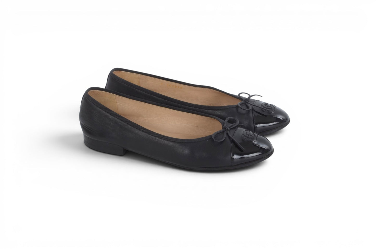 Chanel Ballet Flats Shoes Ballerina Ballet Flat Pumps Ribbon Leather Black Vintage Size 39,5C