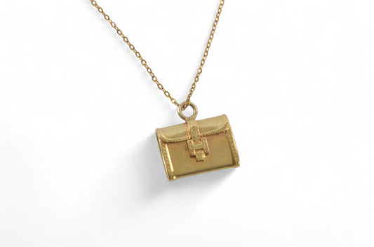 Hermès Vintage Jige Pendant Necklace Gold Plated Statement Designer Classic Jewelry