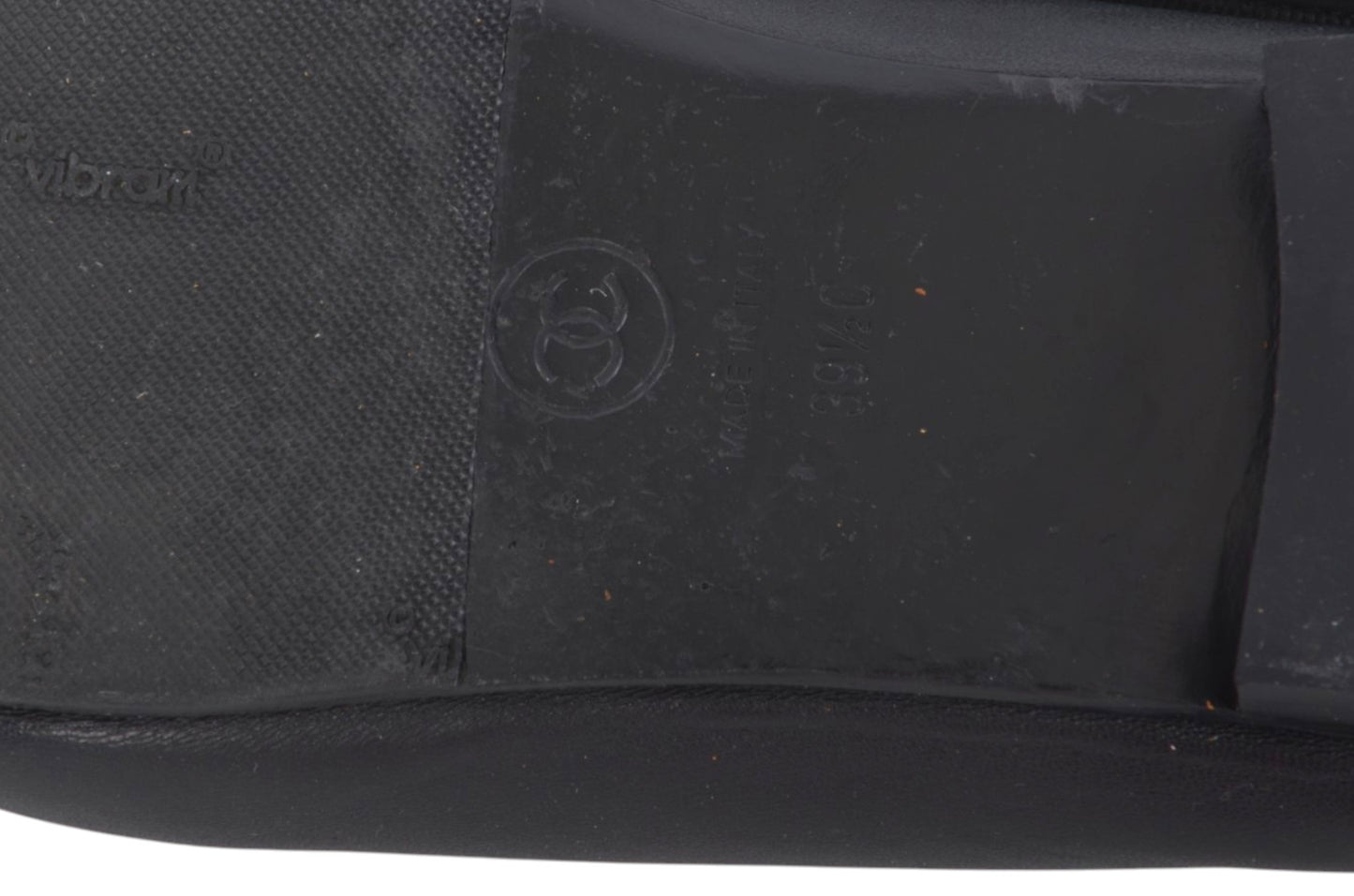 Chanel Ballet Flats Shoes Ballerina Ballet Flat Pumps Ribbon Leather Black Vintage Size 39,5C