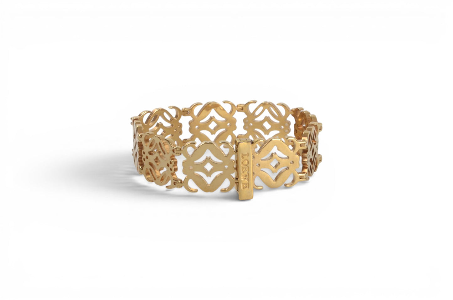 Loewe Anagram Bangle Bracelet Ladies Gold Tone Vintage Designer Classic Authentic