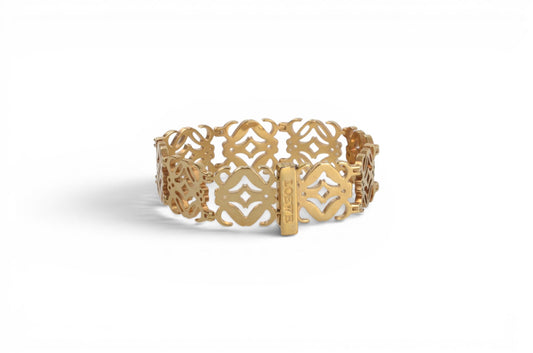 Loewe Anagram Bangle Bracelet Ladies Gold Tone Vintage Designer Classic Authentic