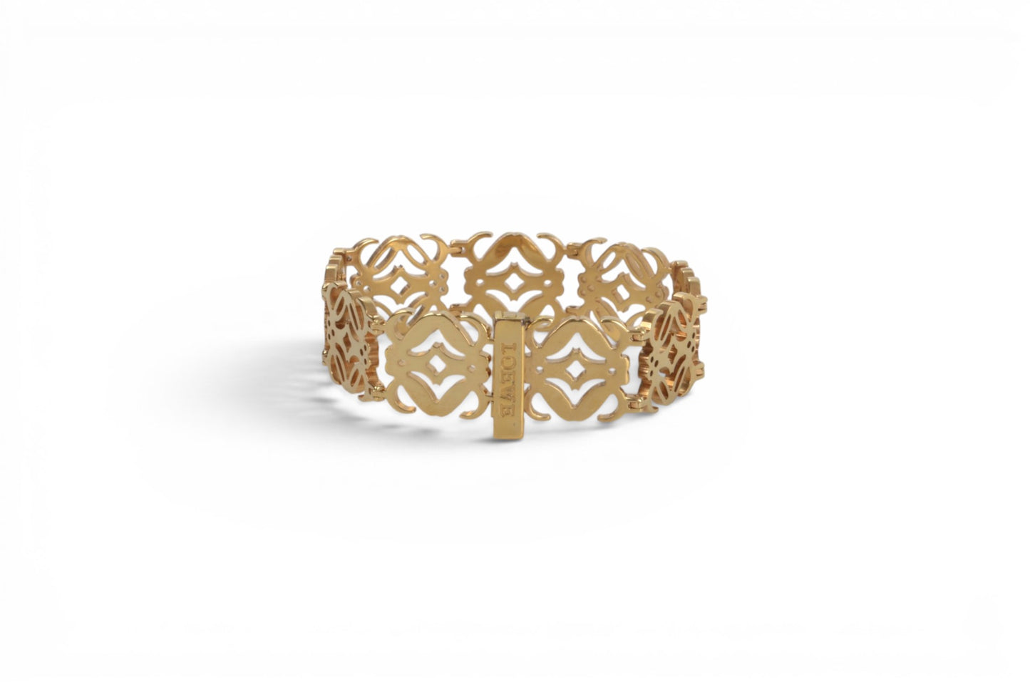 Loewe Anagram Bangle Bracelet Ladies Gold Tone Vintage Designer Classic Authentic