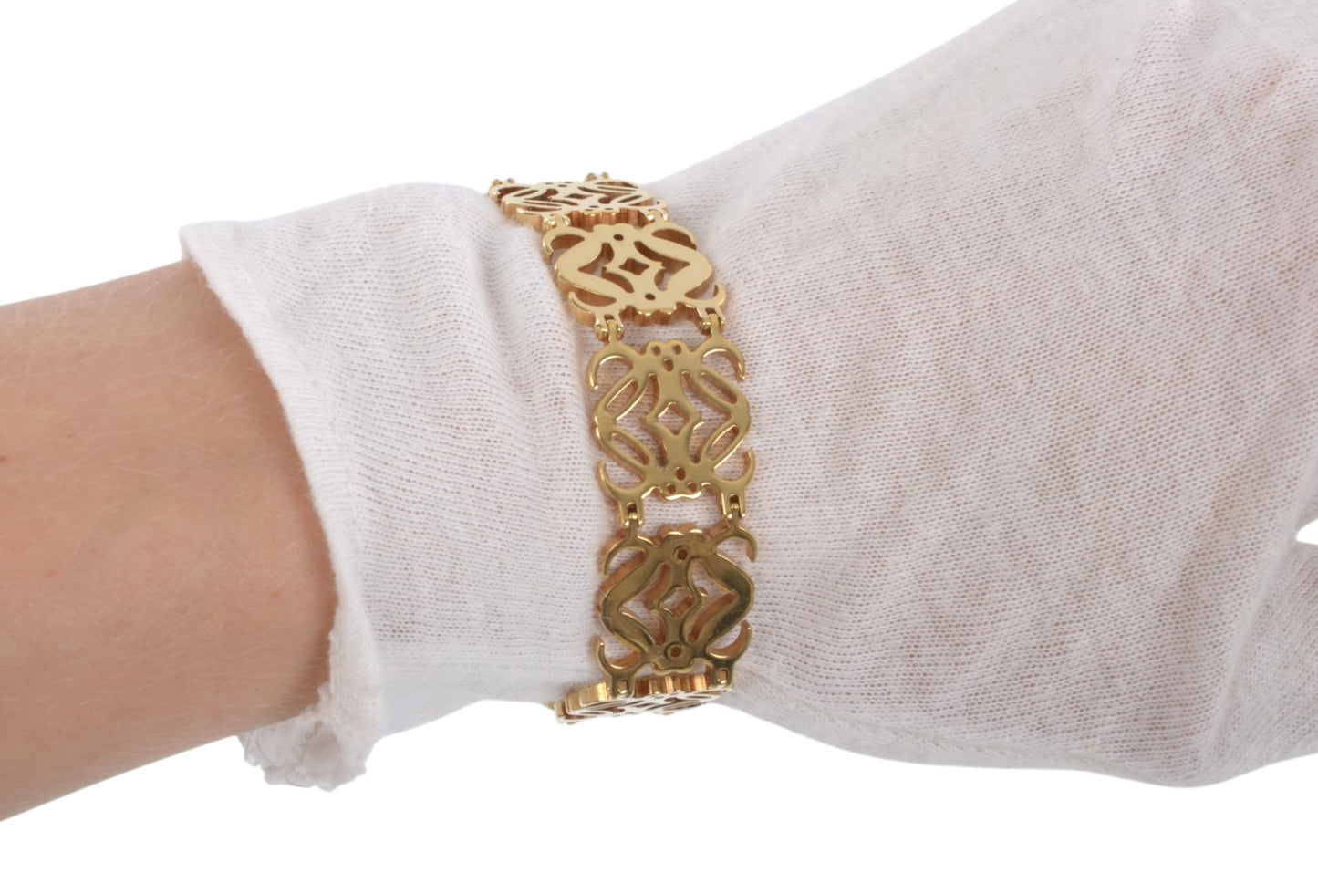 Loewe Anagram Bangle Bracelet Ladies Gold Tone Vintage Designer Classic Authentic