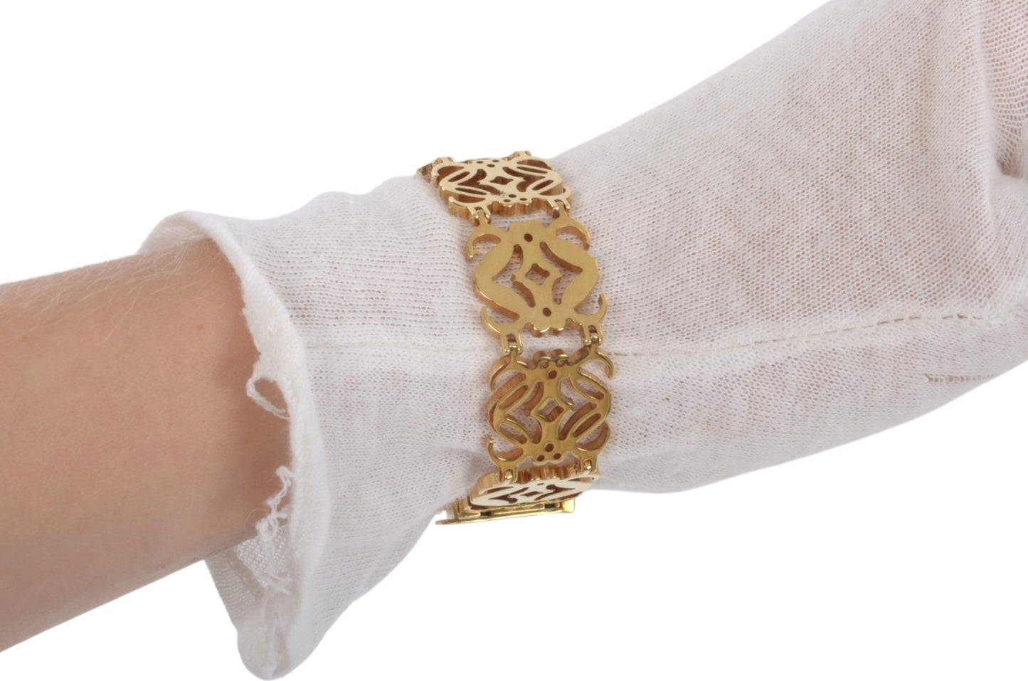 Loewe Anagram Bangle Bracelet Ladies Gold Tone Vintage Designer Classic Authentic