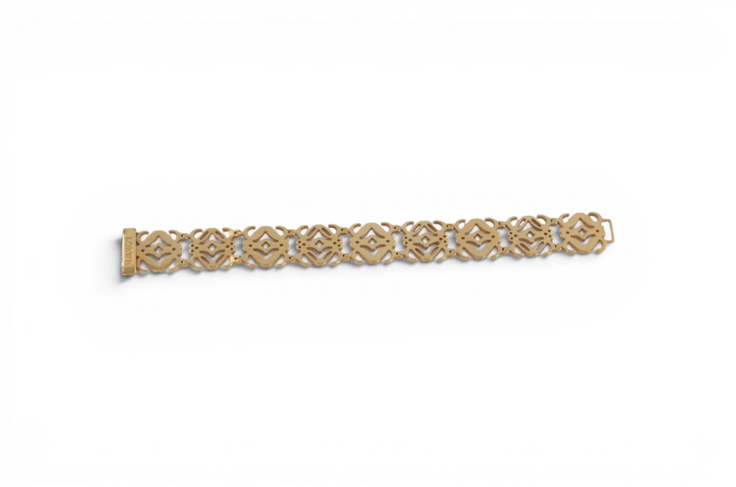 Loewe Anagram Bangle Bracelet Ladies Gold Tone Vintage Designer Classic Authentic