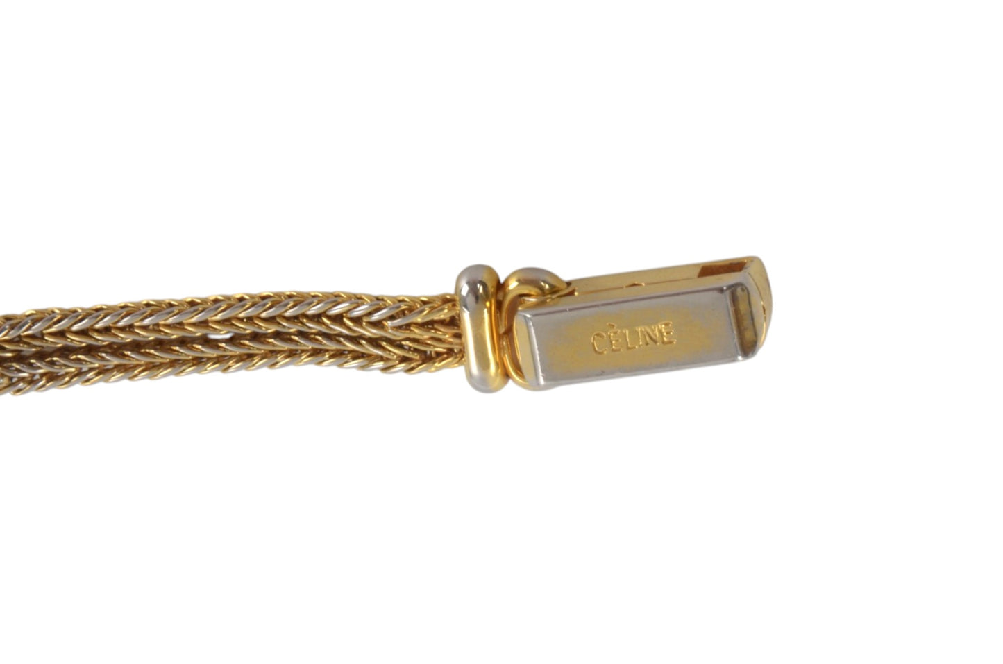 Celine Vintage Triomphe Bracelet Gold tone Chain Link Designer Classic Authentic