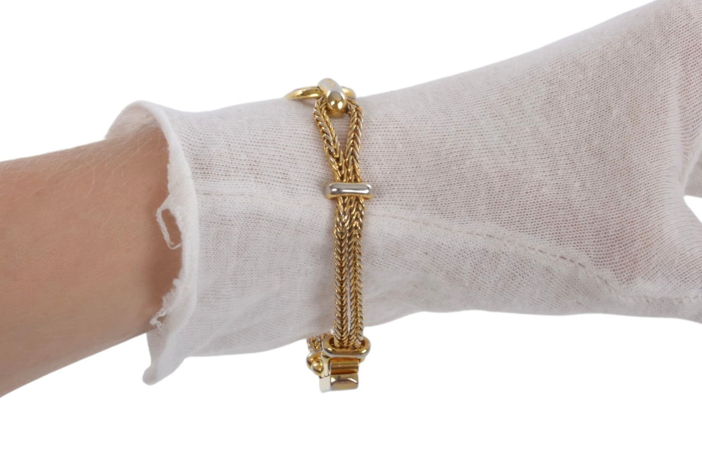 Celine Vintage Triomphe Bracelet Gold tone Chain Link Designer Classic Authentic