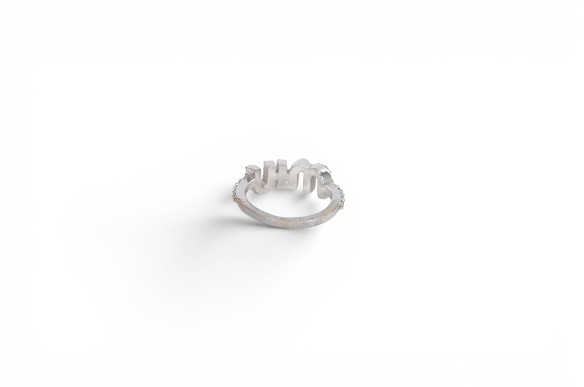 Miu Miu Ring Rhinestone Strass Silver Tone Logo MiuMiu Designer Classic