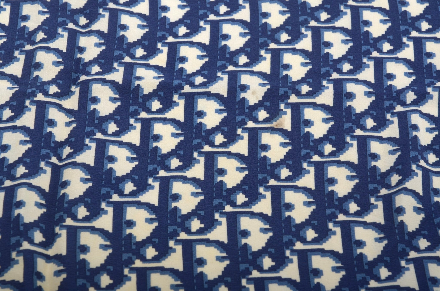 Christian Dior Scarf Vintage Navy Trotter 100% Silk Oblique Monogram Stole Shawl Designer Classic