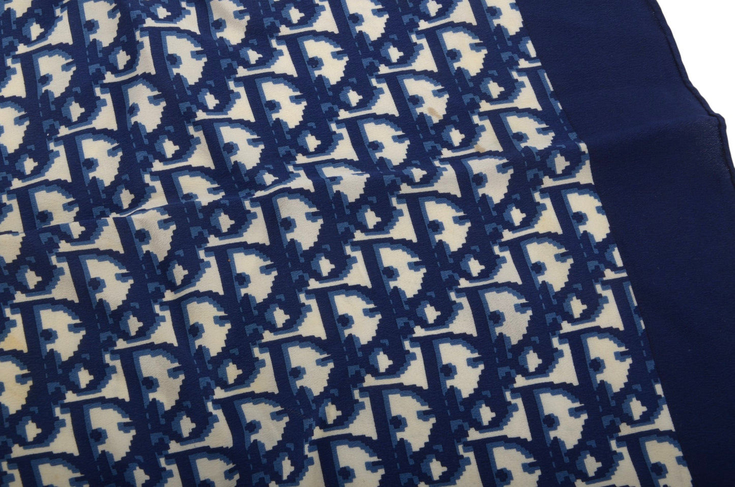 Christian Dior Scarf Vintage Navy Trotter 100% Silk Oblique Monogram Stole Shawl Designer Classic