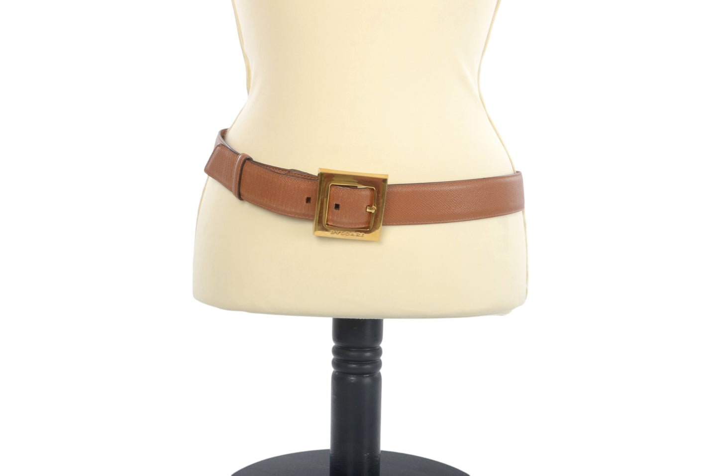 Bvlgari Leather Belt Brown Gold Hardware Women's Vintage Bulgari Designer Classic