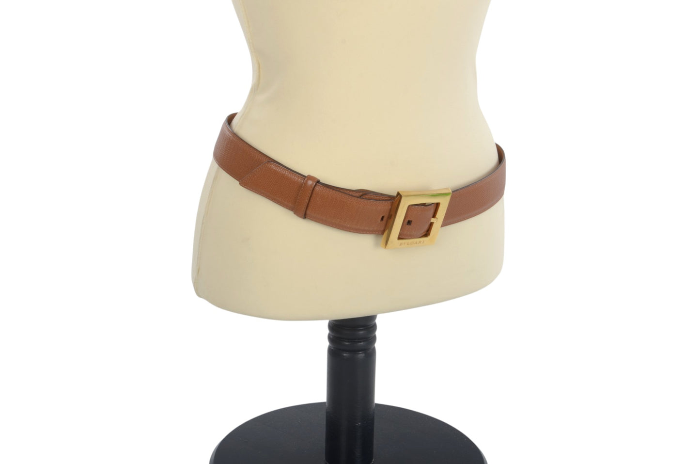 Bvlgari Leather Belt Brown Gold Hardware Women's Vintage Bulgari Designer Classic