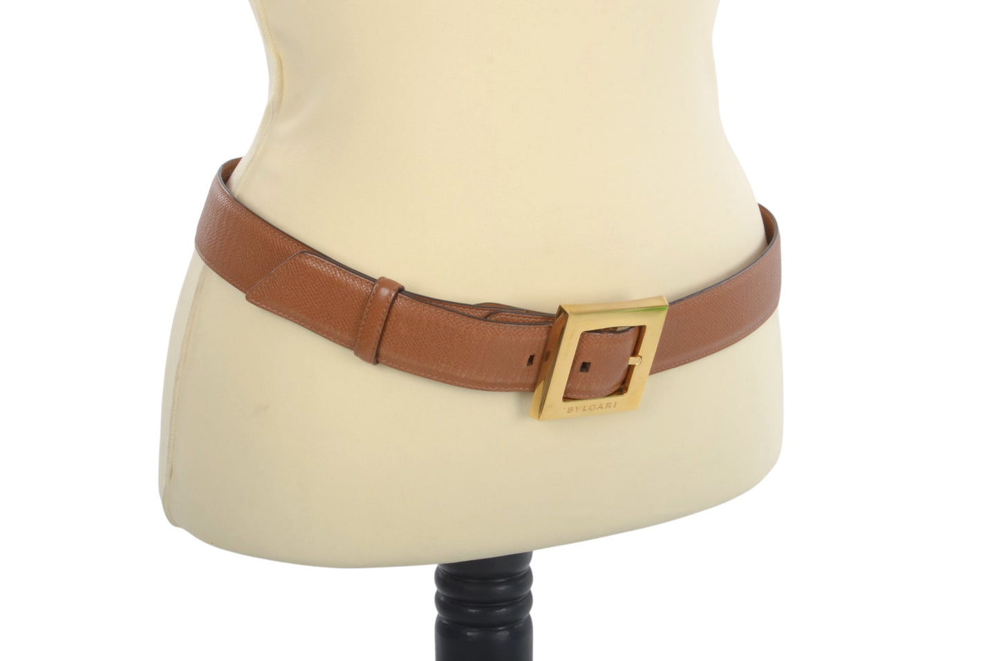 Bvlgari Leather Belt Brown Gold Hardware Women's Vintage Bulgari Designer Classic