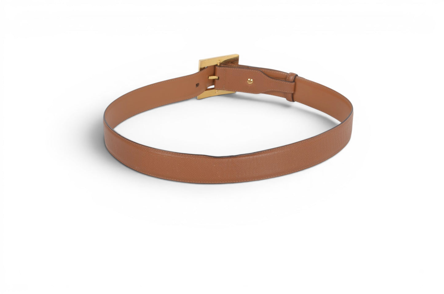 Bvlgari Leather Belt Brown Gold Hardware Women's Vintage Bulgari Designer Classic