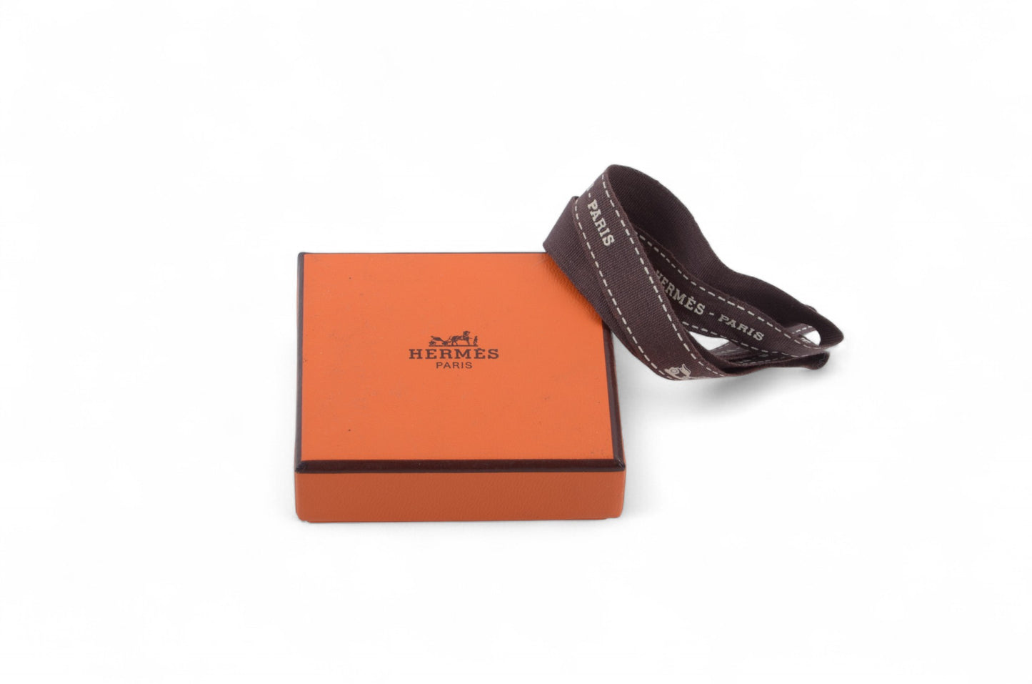 Hermès Cage d'Ache d'H Cube Necklace Pendant Steel Orange Designer Classic Authentic