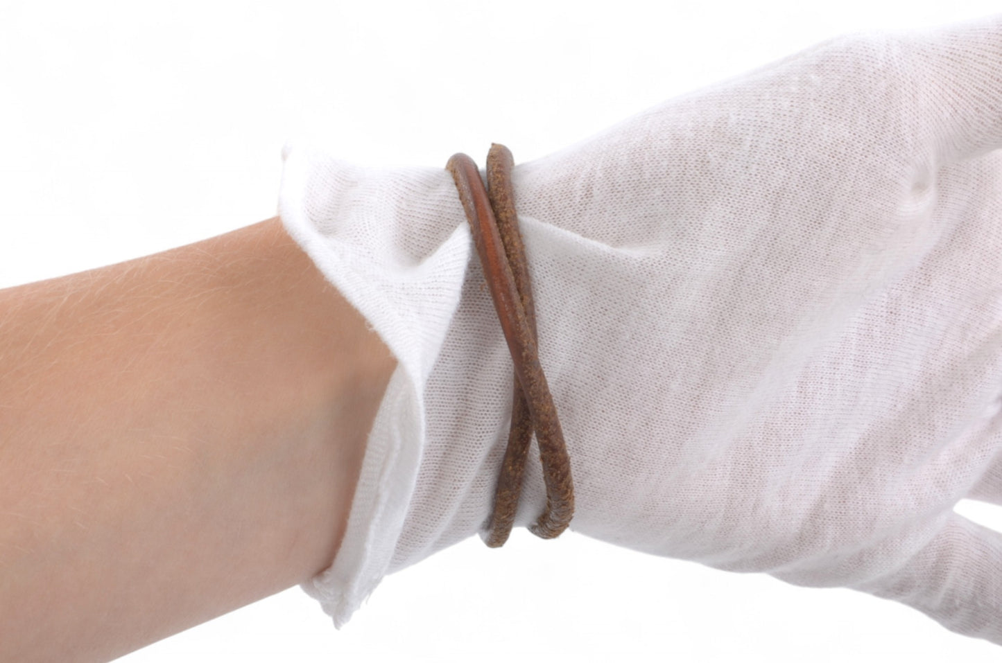 Hermès Leather Jumbo Hook Double Wrap Bracelet Vintage Brown Silver Designer Classic Authentic