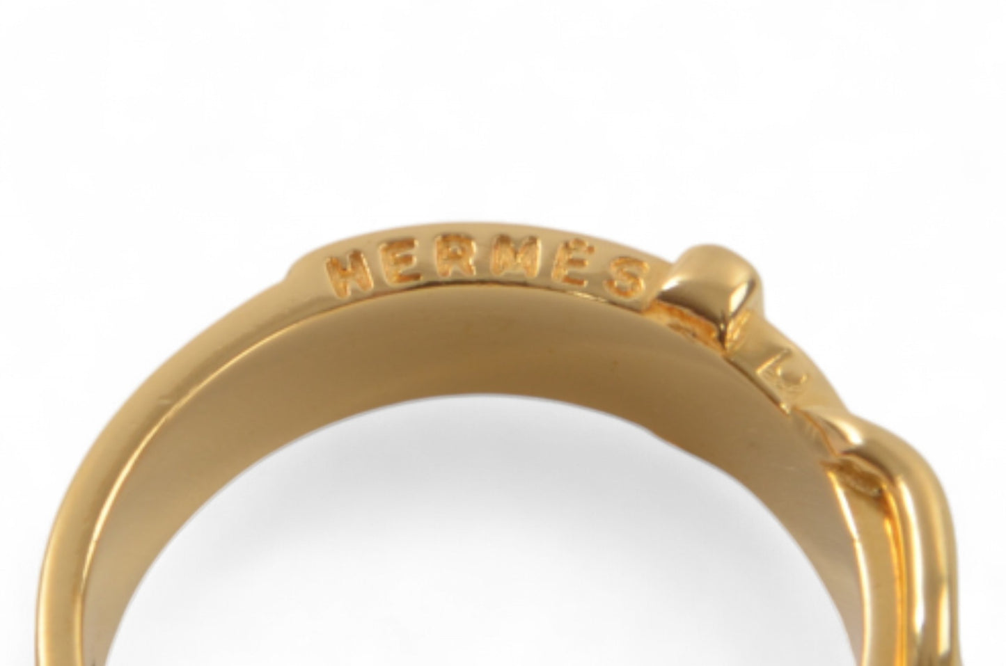 Hermès Gold Tone Belt Scarf Ring Pin Vintage Designer Classic Authentic