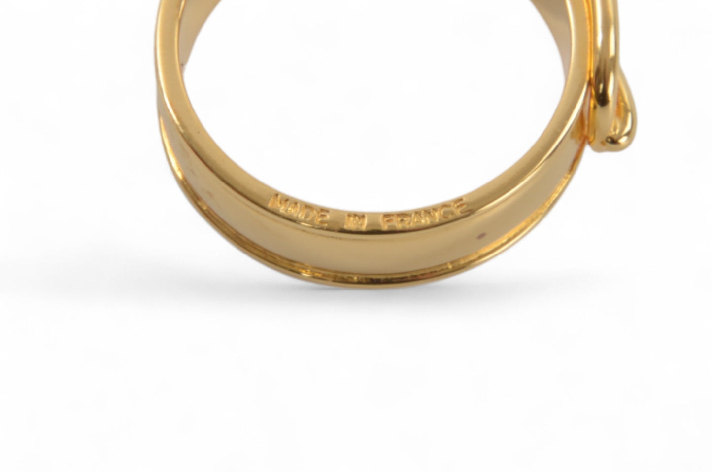 Hermès Gold Tone Belt Scarf Ring Pin Vintage Designer Classic Authentic